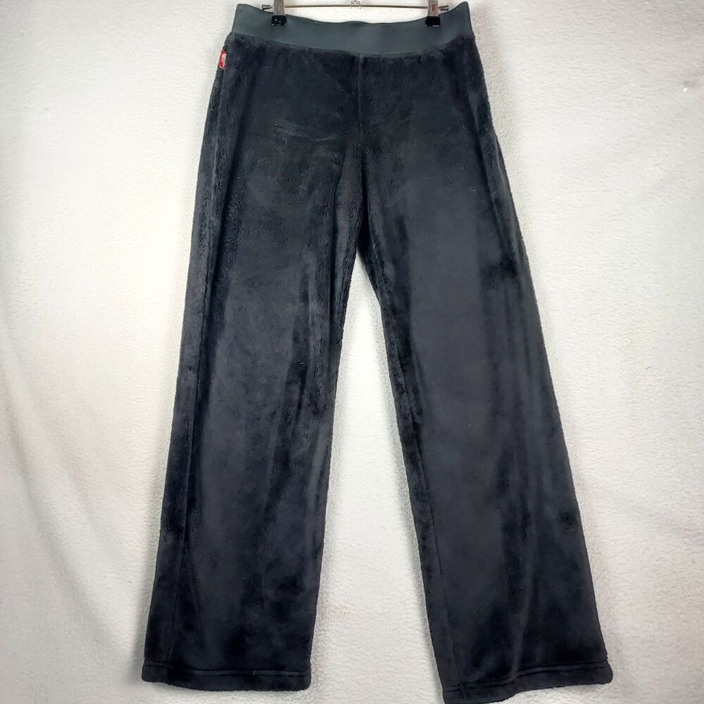 The North Face Fleece Lounge Pants Womens Small Black Plush Soft Wide Leg